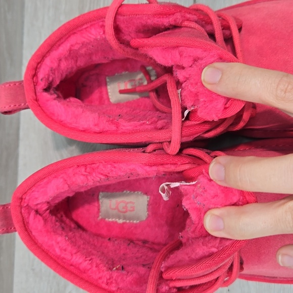 UGG Australia Wome Pink Suede Ankle Boots Sheepskin Shoes Sz 6 - Picture 5 of 13